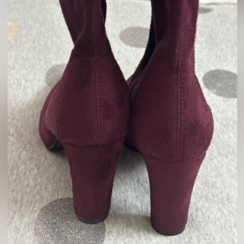💜 👢🔥 Deep Plum Suede Over-the-Knee Boots - Picture 4 of 7